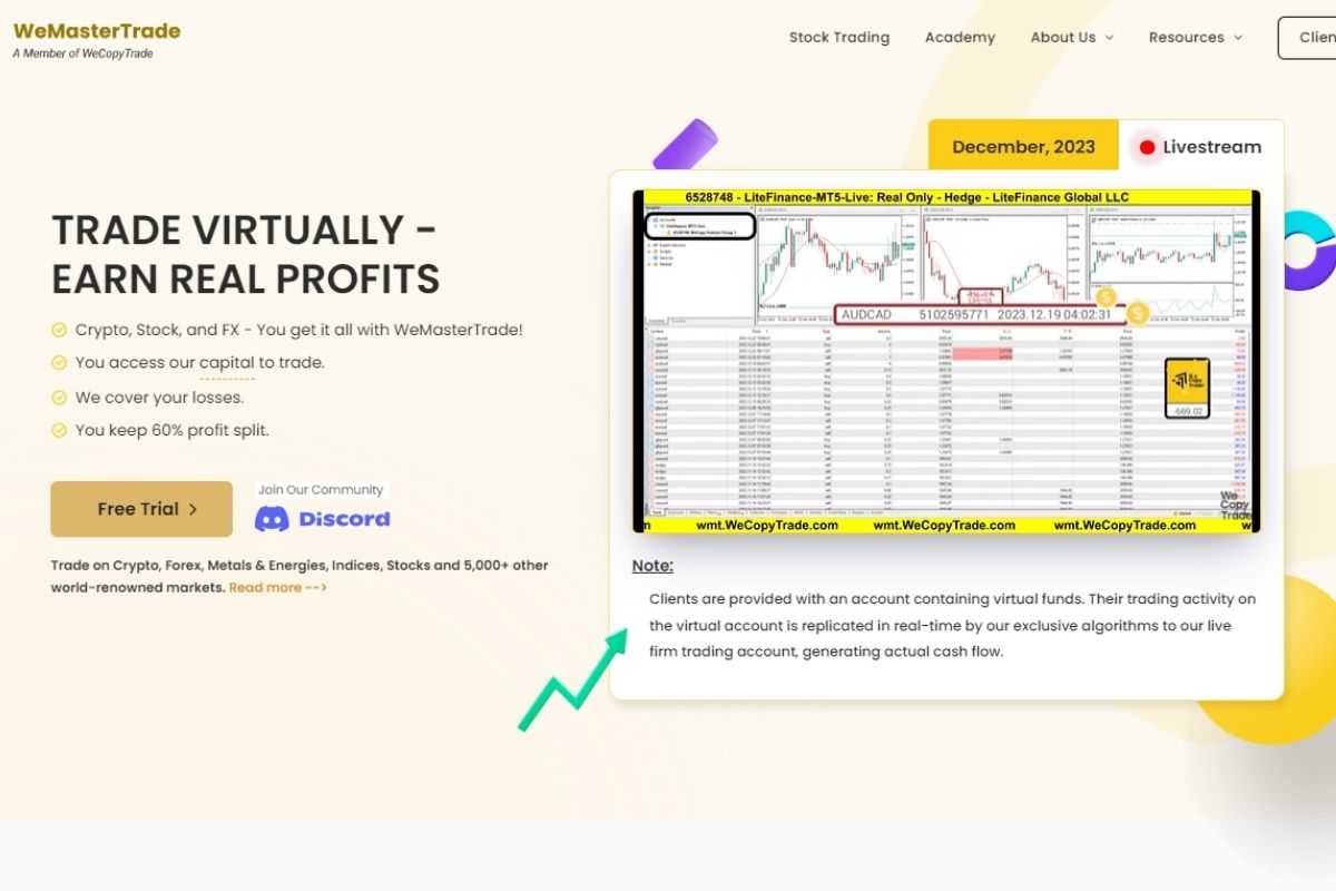 WeMasterTrade offers virtual trading platform for traders to trade in a risk-free environment